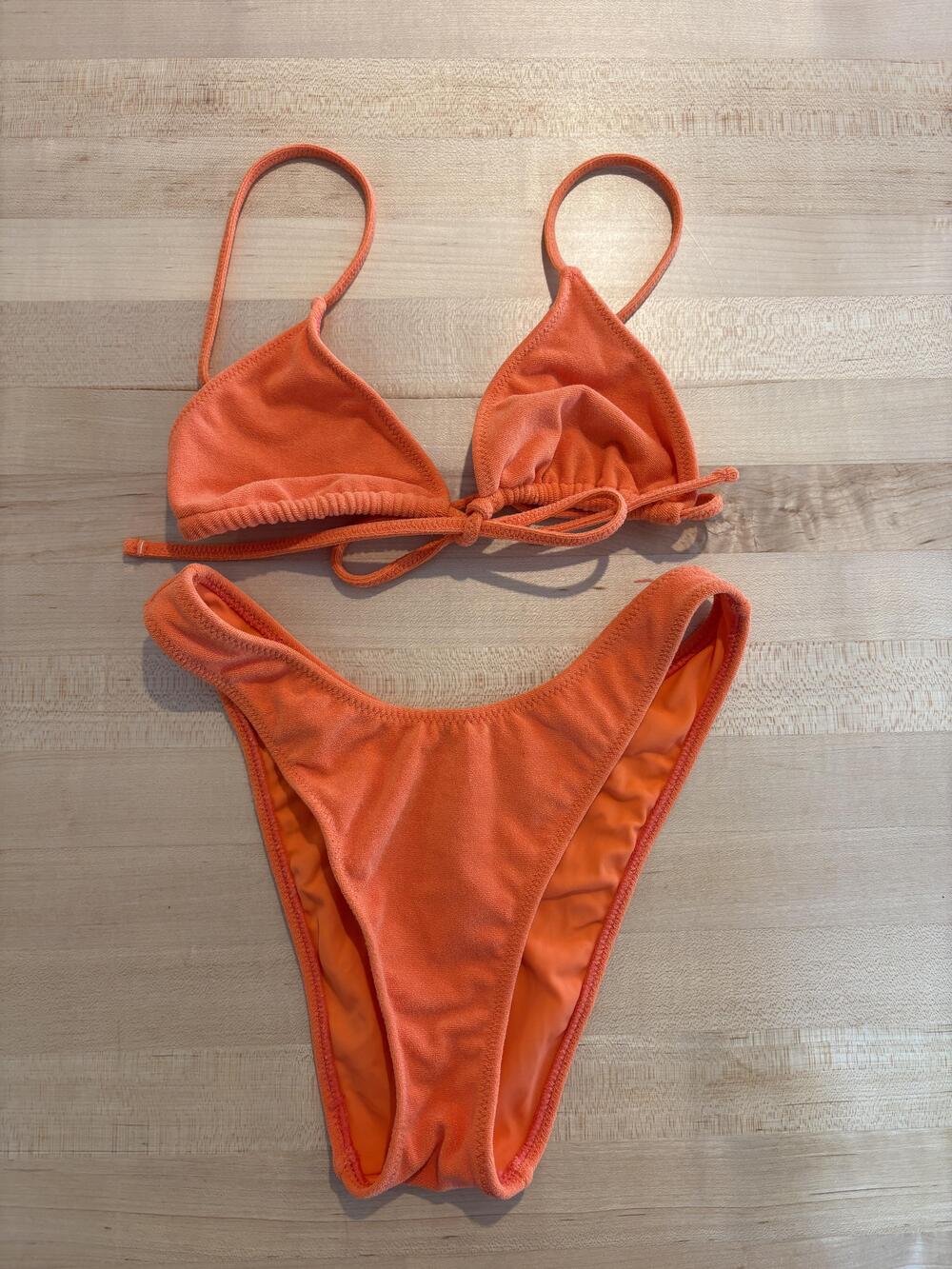L.A. Hearts Bikini Set Womens Small Orange Terry Triangle 2 Piece Swimwear